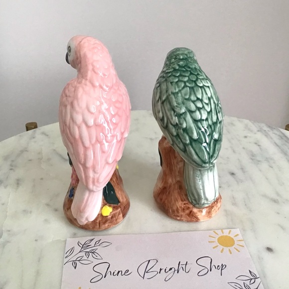 Anthropologie Handpainted Glazed Stoneware Salt and Pepper Shakers Birds NIB NWT - Picture 6 of 12